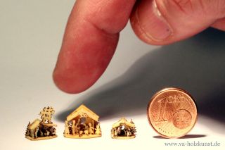 Holzgold 3x Krippe Montiert Erzgebirge Saxony Miniaturisten Die Nicht Basteln Bild