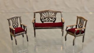 Miniatur Sitzgruppe 1 Bank Und 2 Sessel Aus 925 Silber Bild