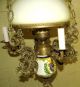 Nachlaß Deckenlampe Kronleuchter Licht Aus Messing U Keramik Mit Milchglasschirm Antike Originale vor 1945 Bild 2