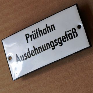 PrÜfhahn = Altes Emailschild 50er Perfekt Küche Bad Toilette Klempner WaschkÜche Bild