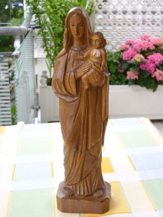 ältere Holzfigur - Heiligenfigur - Madonna Mit Kind - Geschnitzt - Deko - Bild