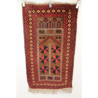 Alter Handgeknüpfter Orientteppich Afghan Belutsch Naturfarben 75x125cm Carpet Bild