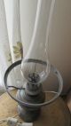 1alt Wunderschönetischlampe Petroleumlampe Elektrisch - Zinn - Grüner Glassschi Gefertigt nach 1945 Bild 8