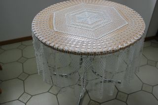 Runde Gehäkelte Tischdecke Durchmesser 180 Cm - Handarbeit Bild