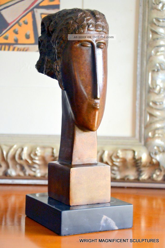 Bronze Büste Signiert Amedeo Modigliani Bronzefiguren Bronzeskulpturen Statue Bronze Bild