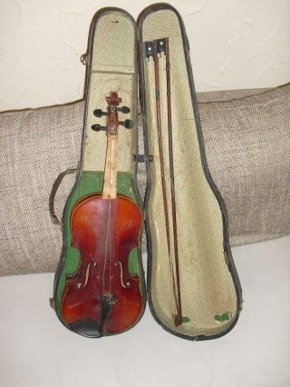 Schöne Alte Geige Casper Da Salo Mit 2 Bögen Und Koffer Zum Herrichten Bild