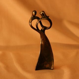 Bronze Skulptur Figur Mann Frau Ring Man Woman Vrouw - 0,  28kg 16cm Bild