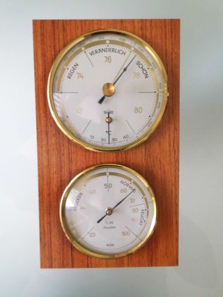 Wetterstation Hygrometer Holz 18,  5x10,  5cm Alt Antik Bild