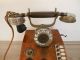 Antik Telefon.  Holz.  Antique Telephone.  Abm.  : 28 X 27 X 20 Cm.  Gewicht: Ca.  5 Kg Antike Bürotechnik Bild 1