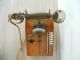 Antik Telefon.  Holz.  Antique Telephone.  Abm.  : 28 X 27 X 20 Cm.  Gewicht: Ca.  5 Kg Antike Bürotechnik Bild 4