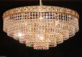 Kristall Kronleuchter - LÜster - Deckenlampe Echt Straß Bleikristall Gold Korb Bild