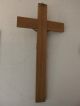 B47) Altes Wand Eiche Holz Kreuz Kruzifixe Sakrale Kunst Jesus Metall Inri Skulpturen & Kruzifixe Bild 1