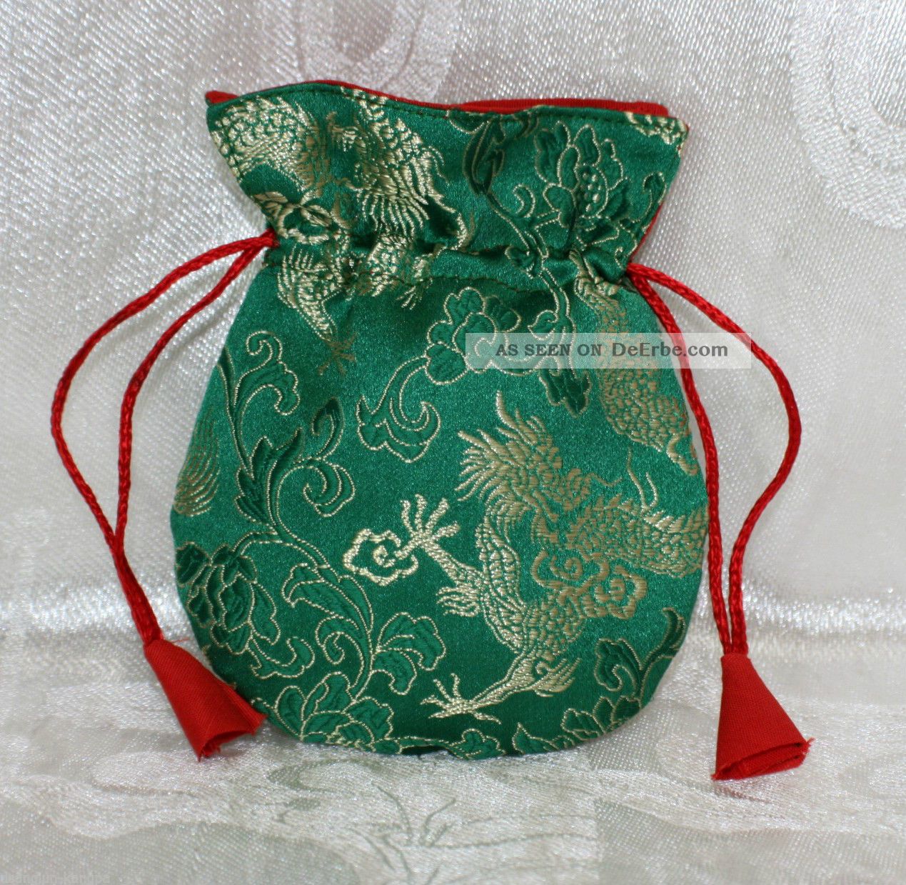 Mala Bag Stoff Schmuckbeutel Gr.  Xs Grün Drachen Verpackung Tibet Indien Nepal Entstehungszeit nach 1945 Bild