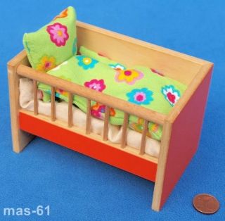 Bodo Hennig Bett Kinderbett 1:12 Puppenhaus Puppenstube Holz Bild
