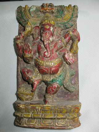 Wandreliefe Ganescha Hinduistische Gottheit Holz Schnitzerei Bild