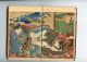 1850 Shozan Holzschnitt Buch Ukiyoe - Shunga Ehon 4 Pg Panoramic Scene Asiatika: Japan Bild 8