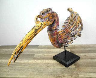 Schwan Vogel Holz Reier Vogel Asien Tierfigur Skulptur 75,  5cm Nr.  7398 Bild