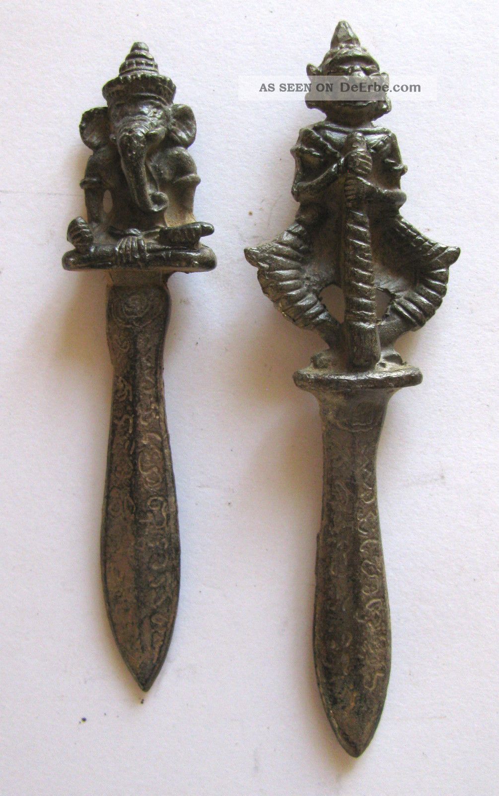 2alte Ganesha - Tempelwächter - Ritual - Zepter - Amulette,  Metall,  19tes Jhd,  Sammelwürdig Asiatika: Südostasien Bild