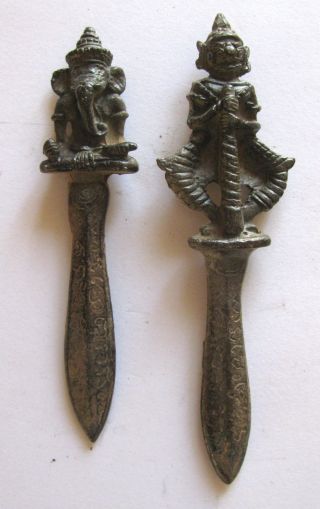 2alte Ganesha - Tempelwächter - Ritual - Zepter - Amulette,  Metall,  19tes Jhd,  Sammelwürdig Bild