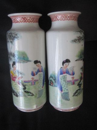 Paar Alte Vasen Vase China Japan Asia H.  Ca.  23 Cm Handarbeit Bild