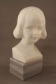 Alabaster Büste - Kinderbüste - Mädchen - Signiert - Jugendstil - Marmor - 1900-1949 Bild 3