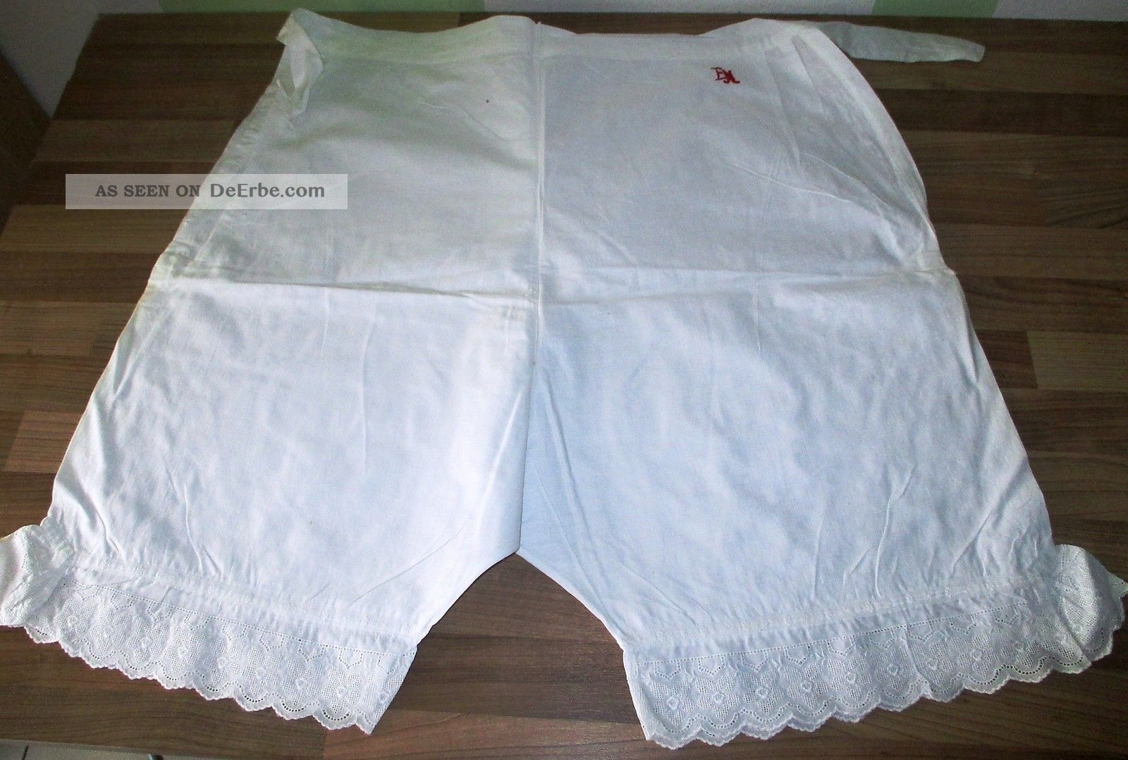 5 X Alte Unterhose Für Damen Weisswäsche Mit Spitze Am Beinabschluss Zum Binden Textilien & Weißwäsche Bild