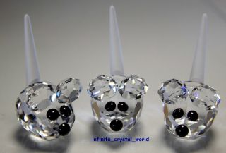 Swarovski Kristall Figur 3 Baby Mäuse Mini Mäuse 2cm Mit Schwanen - Logo - Rar - Top Bild