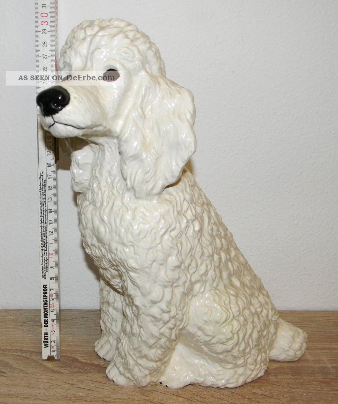 Fayence Keramik - Figur Sitzender Pudel,  Ca.  30 Cm Hoch Nach Form & Funktion Bild