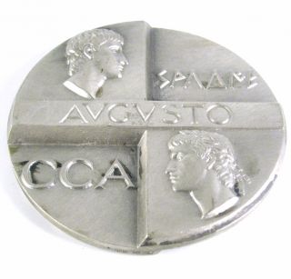 Spanische Medaille / Plakette Aus 900er Silber 1976 Silver Medal 316g Zaragoza Bild