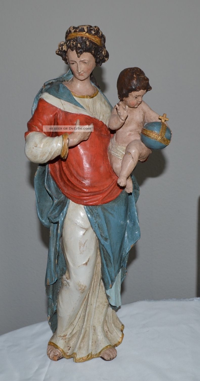 Barocke Madonna Mit Kind Um 1760 Holz,  Höhe 60 Cm,  18 Jh. Vor 1900 Bild