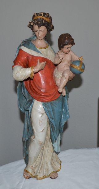 Barocke Madonna Mit Kind Um 1760 Holz,  Höhe 60 Cm,  18 Jh. Bild