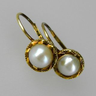 Sehr Schöne Alte 585er Gold Ohrringe Mit Echten Perlen - S4514 Bild