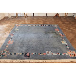 Alter Handgeknüpfter Nepal Art Deco Orientteppich Tibet 210x210cm Rug Carpet Bild