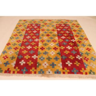 Schöner Dekorativer Handgeknüpfter Orient Teppich Gabbeh Wolle/ Wolle 200x200cm Bild