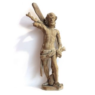 Heiliger Sebastian: Antike Holz Skulptur 18.  Jh. ,  Süddeutsch,  Figur Barock Linde Bild