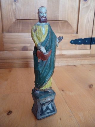 Kleine,  Alte,  Holzfigur - Petrus - Geschnitzte Figur - Heiligenfigur Bild