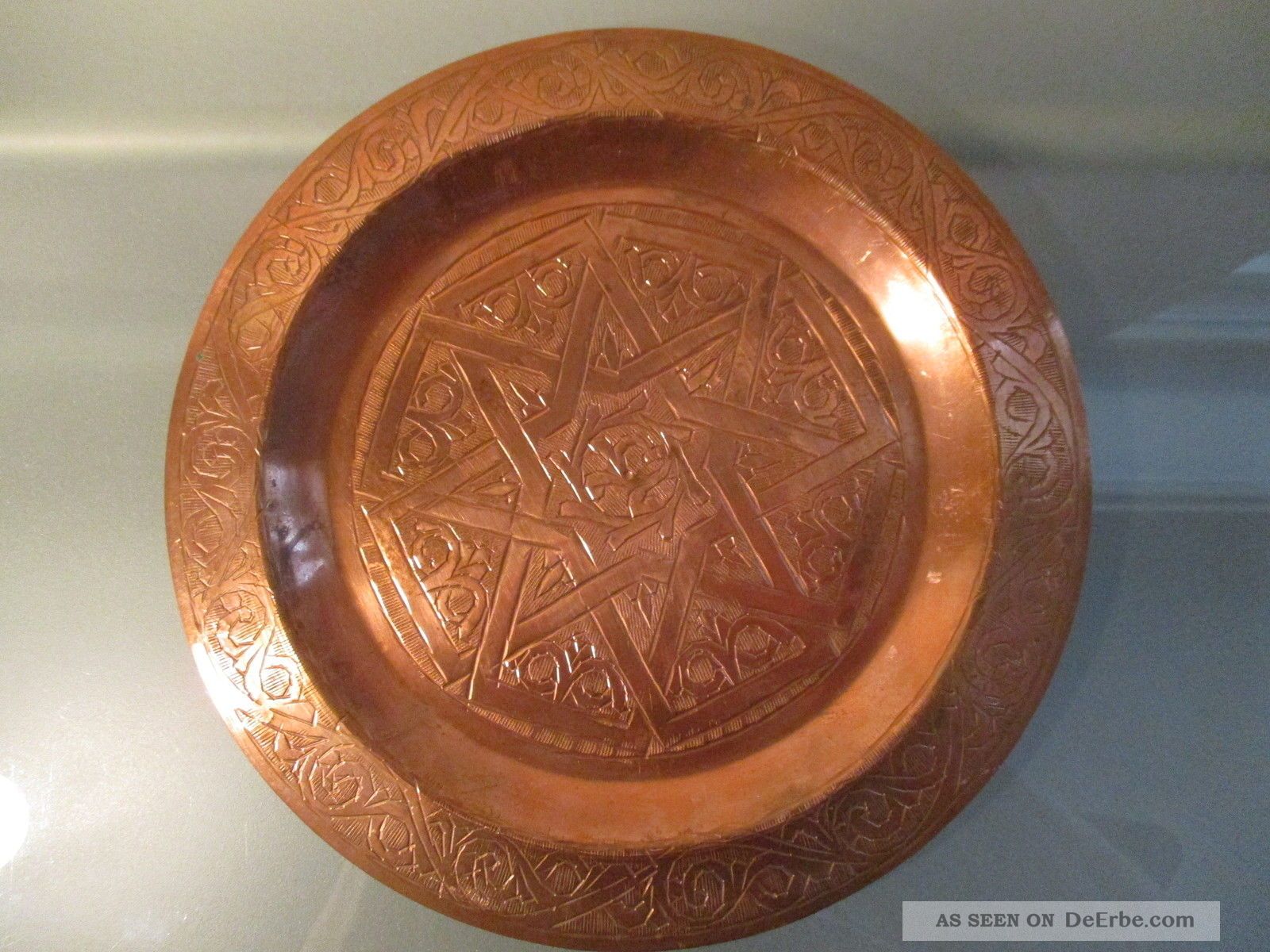 Kupfer Wandteller Marokko Arabeskes Muster Ø 25 Cm Zierteller Mit Aufhänger Kupfer Bild