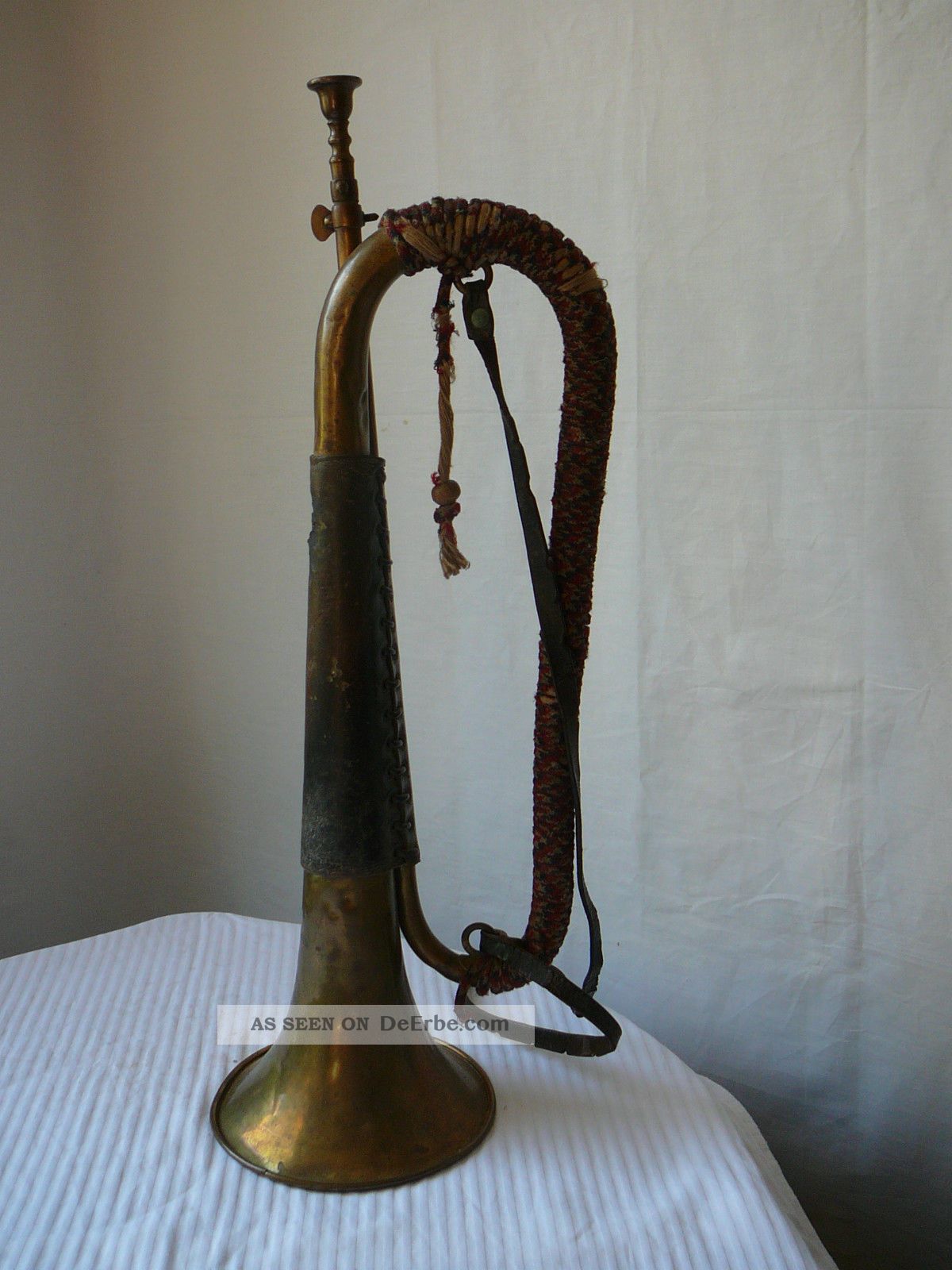 Altes Signalhorn,  Trompete - Französisches Militär Armee,  Gemarkt Blasinstrumente Bild