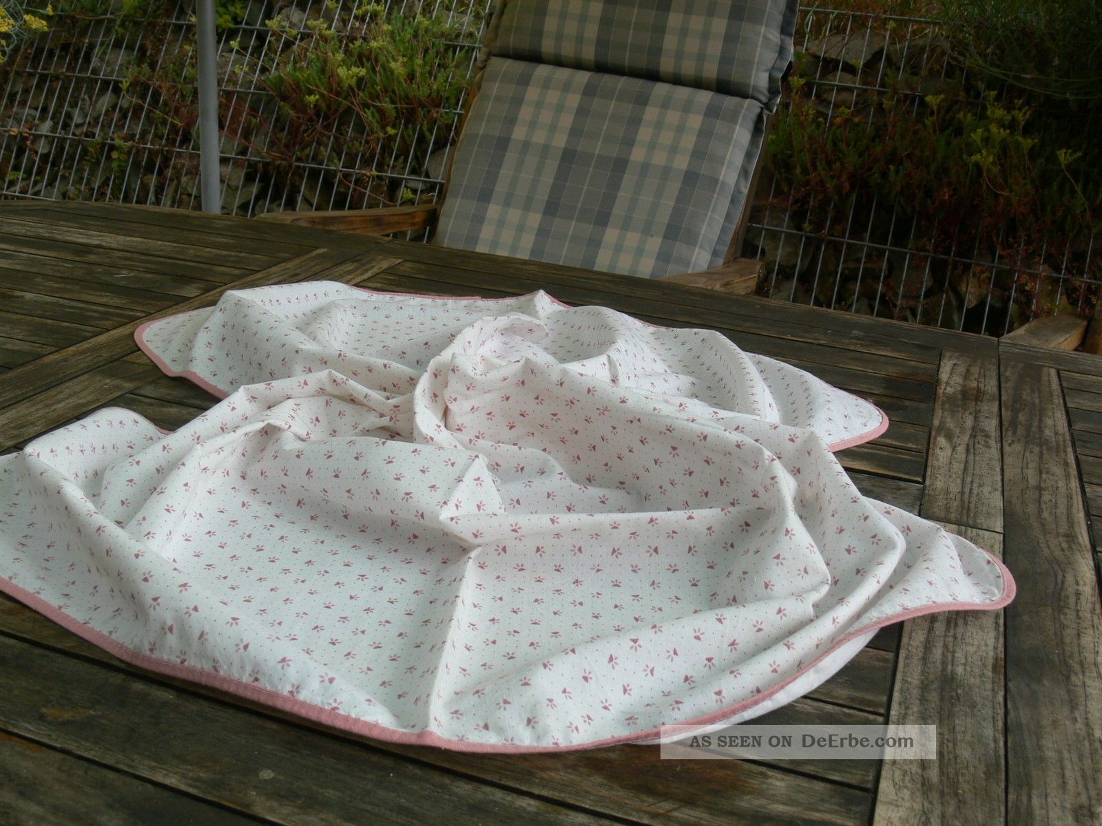 Mitteldecke Shabby Vintage Creme Weiß BlÜmchen Landhaus Tischdecken Bild