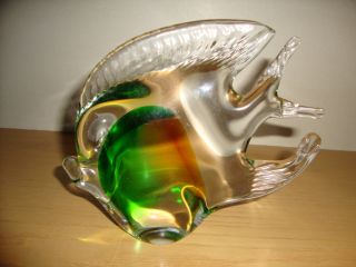 1 Herrlicher Murano - Glasfisch Weiß/grün.  Bräunlich,  Mundgeblasen,  Neuwertig, Bild