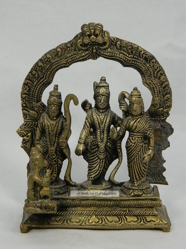 Hinduistische Figurengruppe Messingbronze Rama Höhe 12,  9 Cm Indien 20.  Jhd. Entstehungszeit nach 1945 Bild