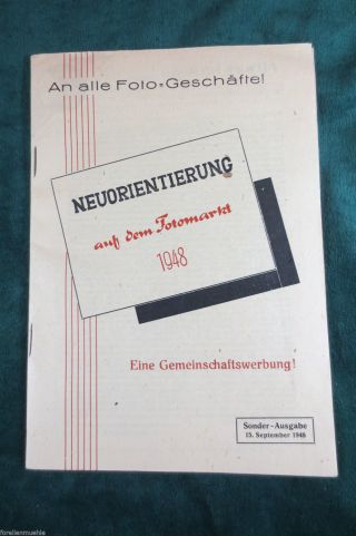 Reklame - Broschüre Neuorientierung Auf Dem Fotomarkt 1948 Kamera Fotograf Bild