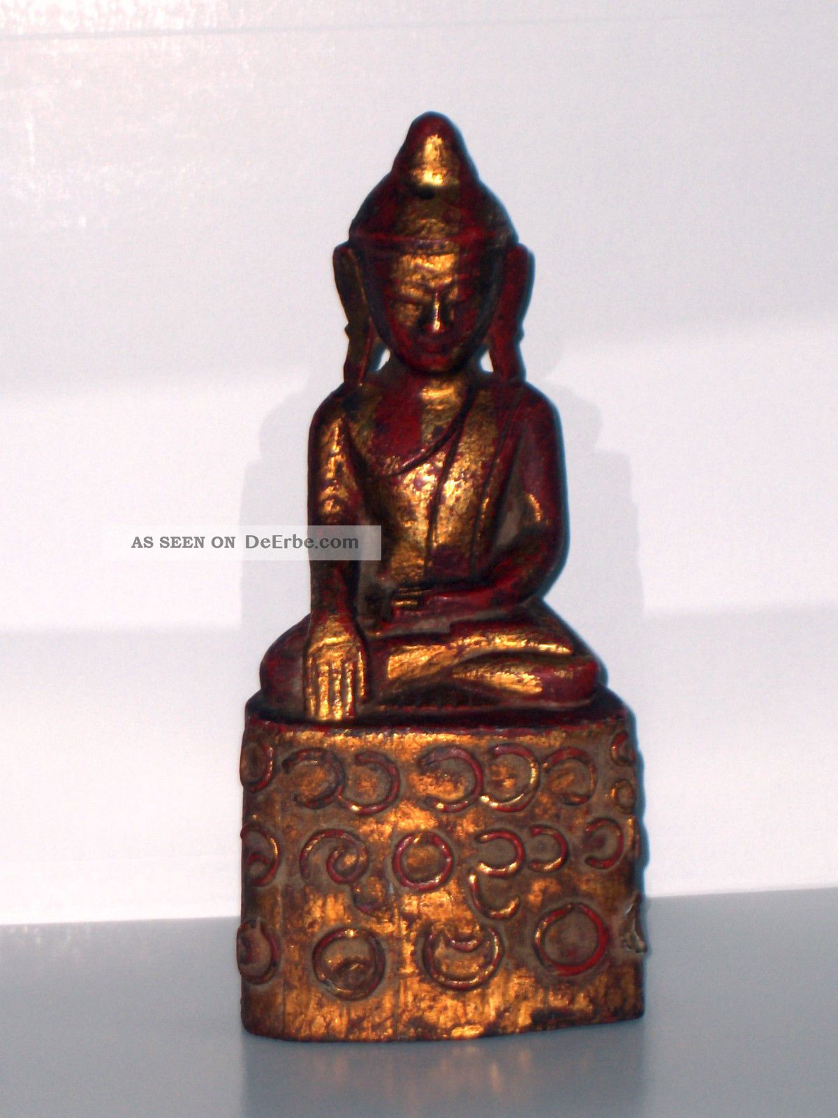 Antique Antiker Buddha Wooden Burma Statue Figure Sculpture Skulptur Asian Art Entstehungszeit nach 1945 Bild