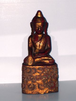 Antique Antiker Buddha Wooden Burma Statue Figure Sculpture Skulptur Asian Art Bild