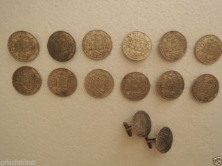 12 Alte Silberknöpfe 30 Kreutzer 1776,  1 Paar Silber Münz Manschettenknöpfe Bild