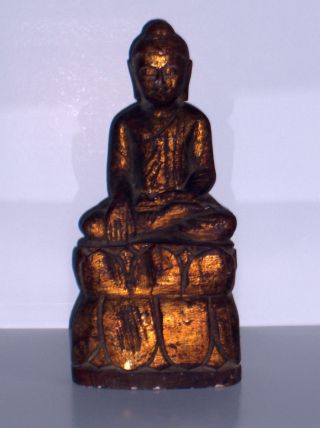 Antique Antiker Buddha Wooden Burma Statue Figure Sculpture Skulptur Asian Art Bild