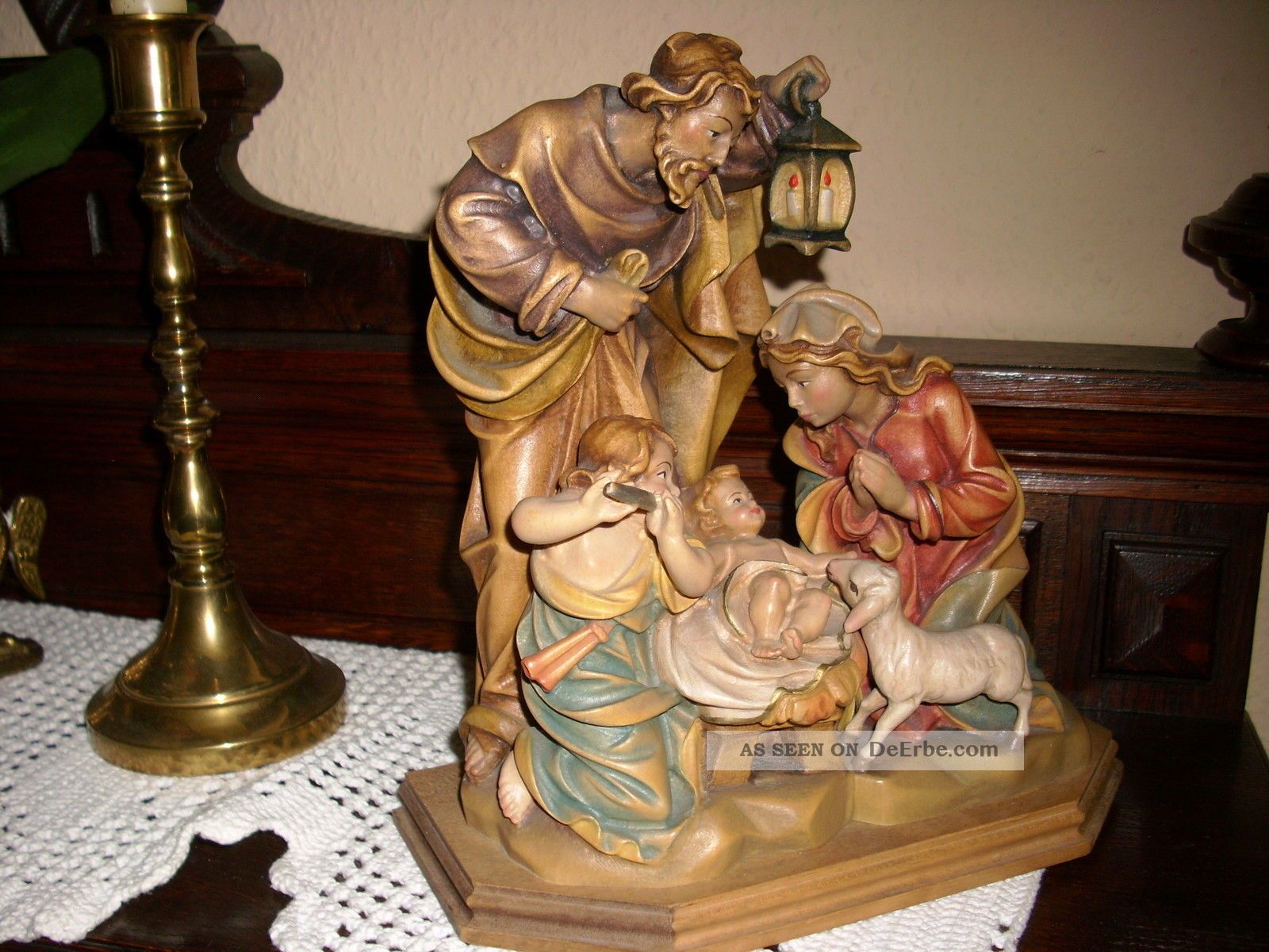 Holzfigur Heiligenfigur Krippe Blockkrippe Hl Familie 