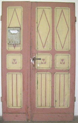 Alte Tür,  Stand - Und Gangflügel,  Jugendstil,  Zweitürig,  Bemalt,  Mit Briefkasten Bild