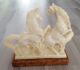Zwei SchÖne Alabaster Pferde Auf Marmorplatte | 20cm |kaminfigur | Antik | Rar 1900-1949 Bild 1