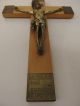 Fh 50) Altes Wand Holz Kreuz Kruzifixe Sakrale Kunst Jesus Metall Inri Jn Hoc Skulpturen & Kruzifixe Bild 3